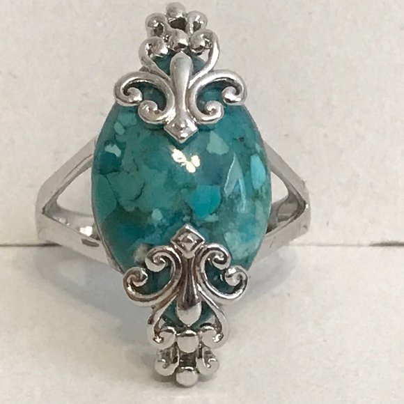 Silver Native SouthWestern Turquoise Ring 7 8 9 - Picture 1 of 12